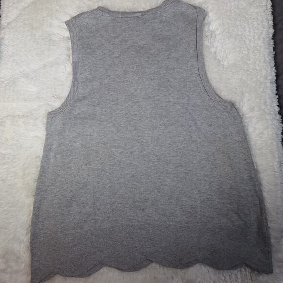 Banana Republic Knit Shell Top Sleeveless Crew Neck Scallop Hem Sweater M - Picture 5 of 11